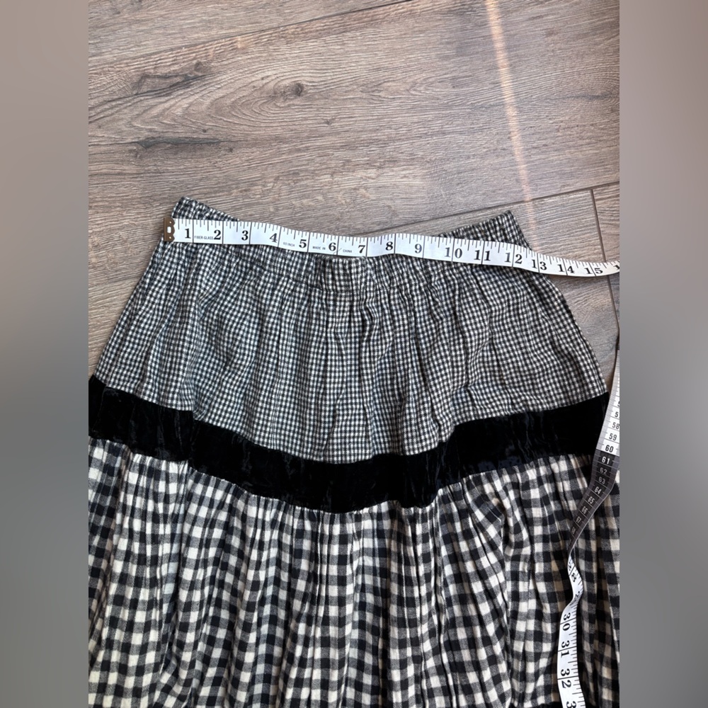 Vintage Lucia Lukken Broom Skirt Gingham Prarie Western Cottagecore Black Small - Picture 7 of 9